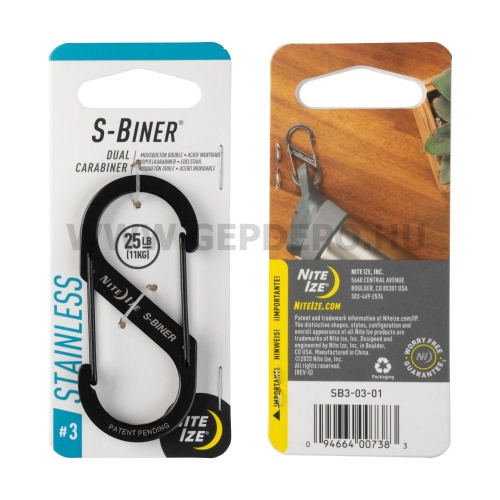 Nite Ize S-Biner acél dupla karabiner, #3, fekete