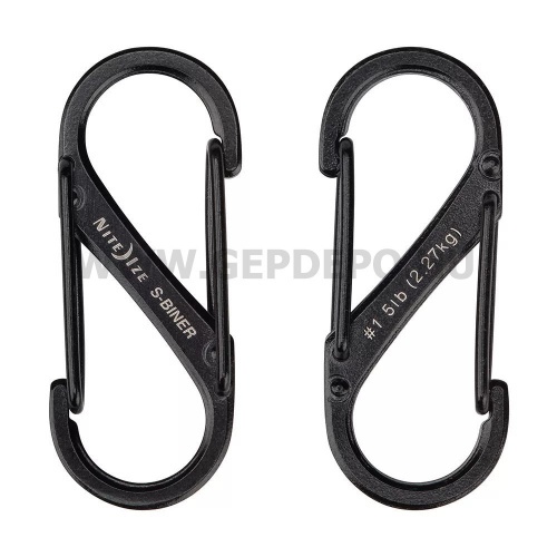Nite Ize S-Biner acél dupla karabiner, #1, fekete - 2 db