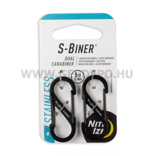 Nite Ize S-Biner acél dupla karabiner, #1, fekete - 2 db