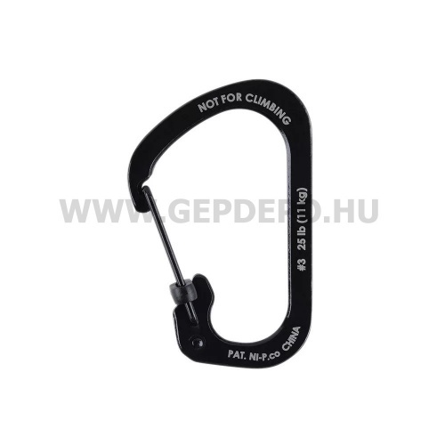 Nite Ize Slidelock rozsdamentes acél karabiner, #3, fekete