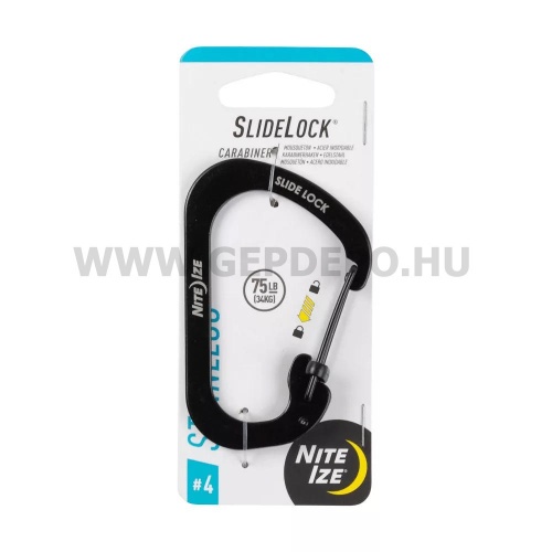 Nite Ize Slidelock rozsdamentes acél karabiner, #4, fekete