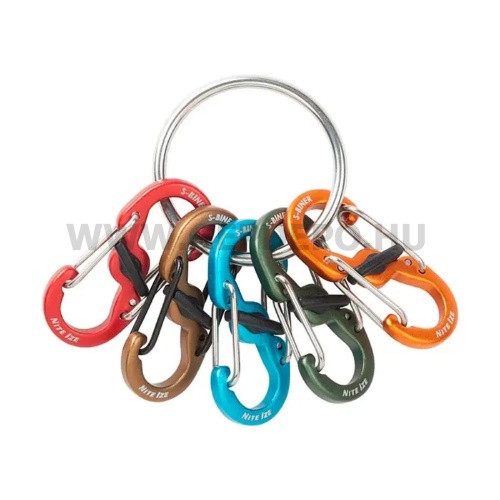 Nite Ize KeyRing acél kulcskarika - 5 db színes alumínium S-Biner karabinerrel