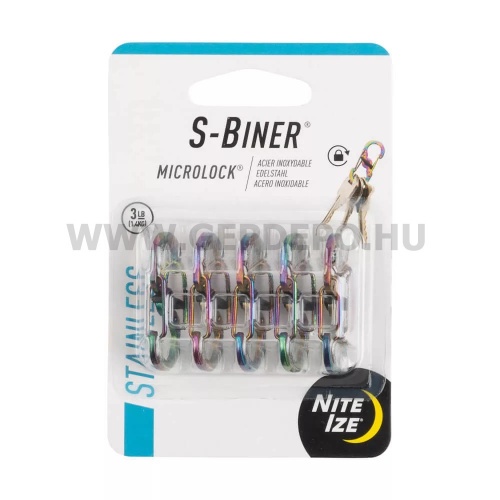 Nite Ize S-Biner MicroLock acél karabiner csomag - 5 db, szivárvány