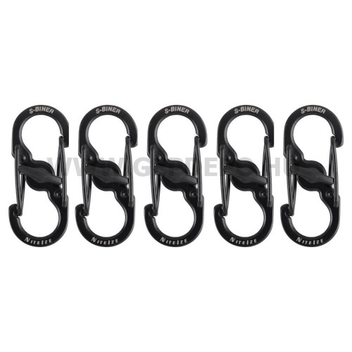 Nite Ize S-Biner MicroLock acél karabiner csomag - 5 db, fekete