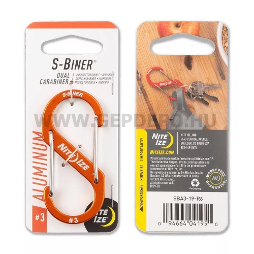 Nite Ize S-Biner alumínium karabiner, #3, narancssárga