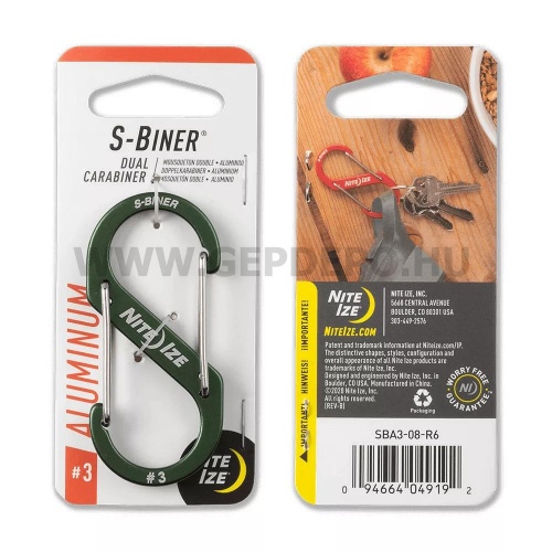 Nite Ize S-Biner alumínium karabiner, #3, olajzöld