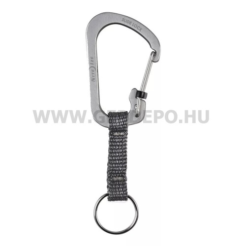 Nite Ize SlideLock acél karabiner kulcstartó hevederrel, acél