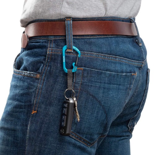 Nite Ize SlideLock alumínium karabiner kulcstartó hevederrel, kék