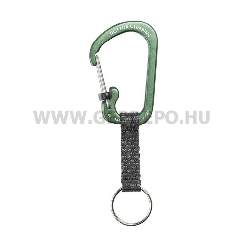 Nite Ize SlideLock alumínium karabiner kulcstartó hevederrel, olajzöld