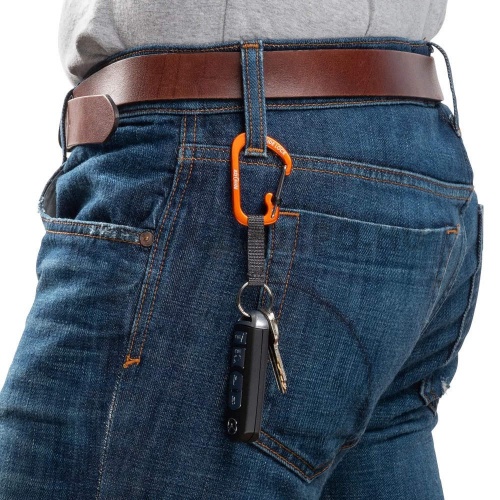 Nite Ize SlideLock alumínium karabiner kulcstartó hevederrel, narancs