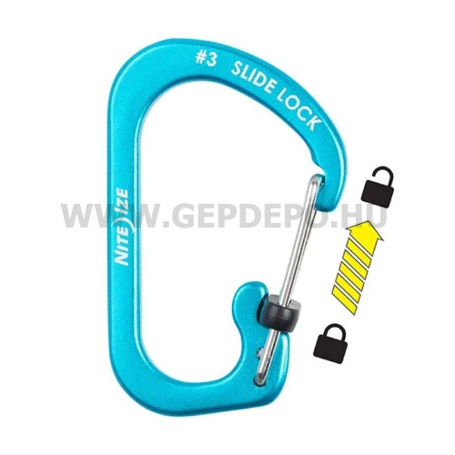 Nite Ize SlideLock reteszelhető alumínium karabiner #3, kék