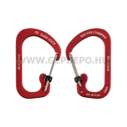 Nite Ize SlideLock reteszelhető alumínium karabiner #3, piros