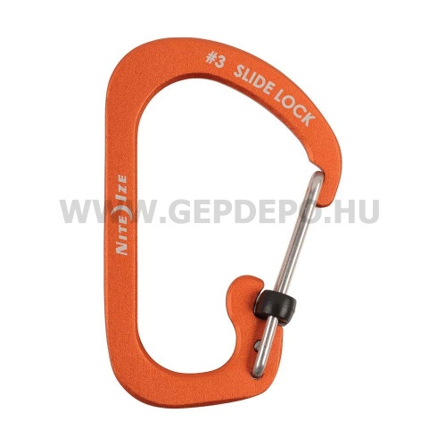 Nite Ize SlideLock reteszelhető alumínium karabiner #3, narancssárga