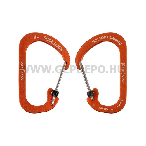 Nite Ize SlideLock reteszelhető alumínium karabiner #4, narancssárga