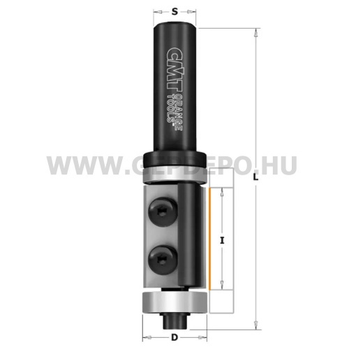 CMT keményfém cserelapkás másoló marószerszám dupla csapággyal, D: 19 mm, L: 90 mm, S: 8 mm