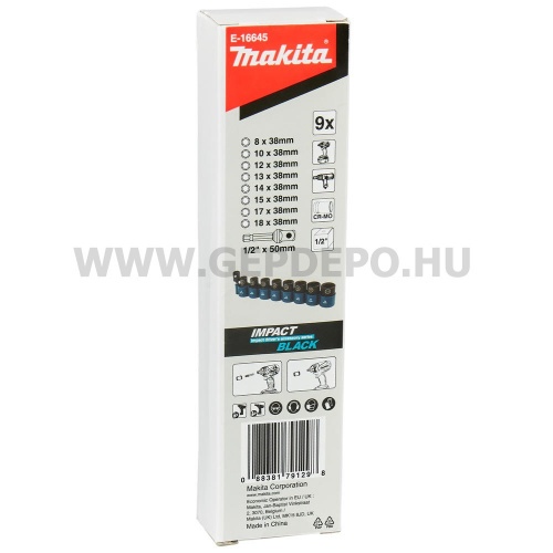 Makita Impact Black gépi dugókulcs 1/2" készlet - 9 részes