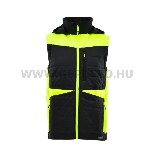 Sara Comfort Plus bélelt mellény, fekete/láthatósági sárga - XL