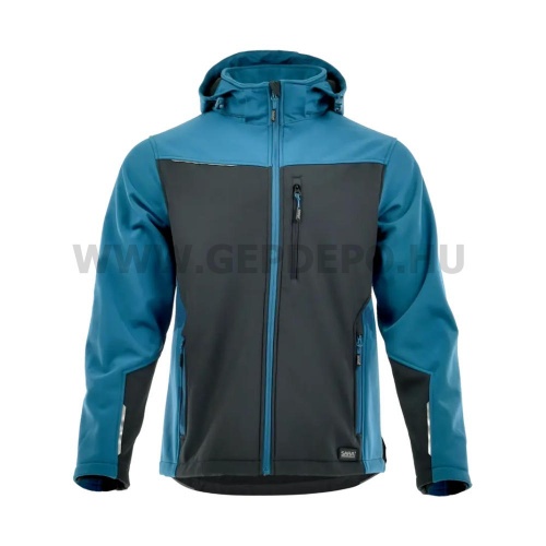 Sara Comfort Plus softshell kabát, fekete/petrol kék - XL