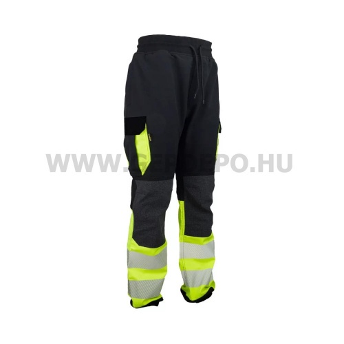 Urgent 721 fényvisszaverő softshell nadrág, fekete/láthatósági sárga - S