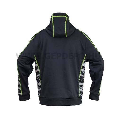Urgent 922 kapucnis, cipzáros dzseki polár béléssel, fekete/lime - XXL