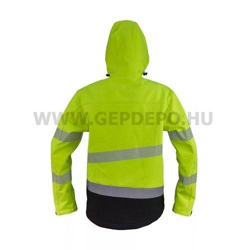 Urgent LUX fényvisszaverő kapucnis softshell kabát, láthatósági sárga - L/52