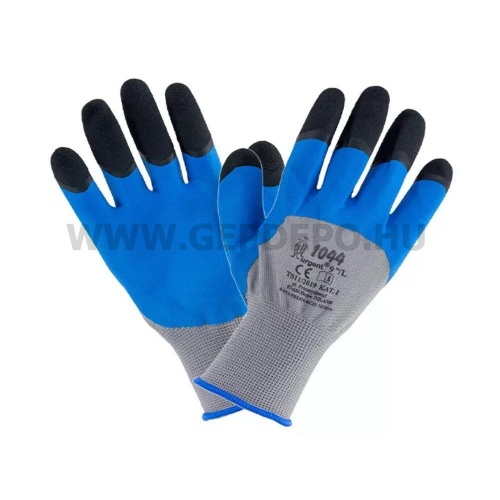 Urgent 1044 duplán mártott gumi-latex szerelőkesztyű, kék/fekete - XL/10