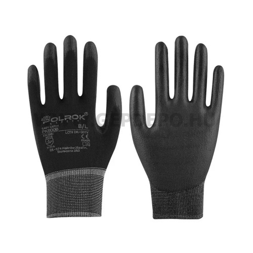 Polrok 600B PU mártott kesztyű, fekete - L/8