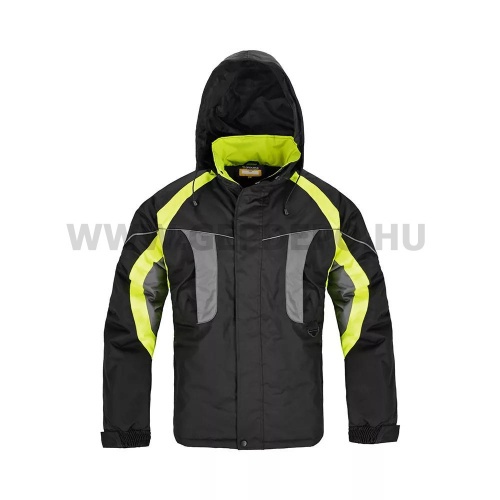 Procera Lumina bélelt ripstop kabát elrejthető kapucnival, fekete/sárga - XL