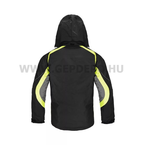 Procera Lumina bélelt ripstop kabát elrejthető kapucnival, fekete/sárga - XL