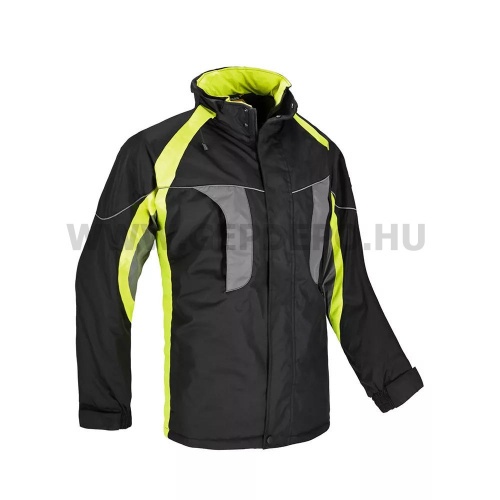 Procera Lumina bélelt ripstop kabát elrejthető kapucnival, fekete/sárga - XL
