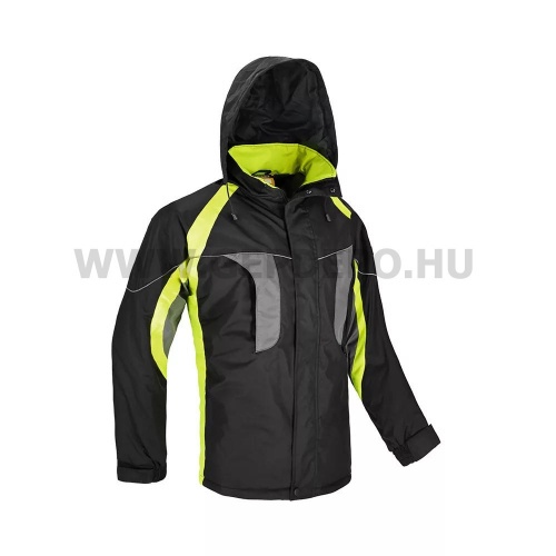 Procera Lumina bélelt ripstop kabát elrejthető kapucnival, fekete/sárga - XXL
