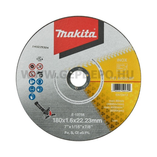 Makita vágótárcsa inoxhoz 180x1,6mm