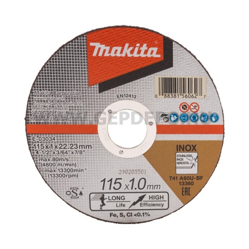 Makita vágótárcsa inoxhoz 115x1,0mm A60U-BF