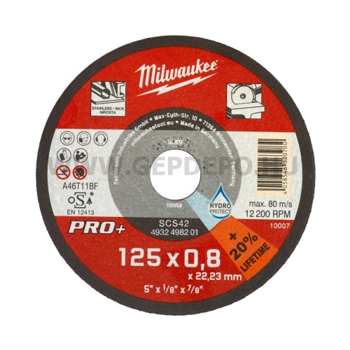 Milwaukee SCS 42/125 PRO+ vékony fém vágótárcsa f:22,2, 0,8x125 mm