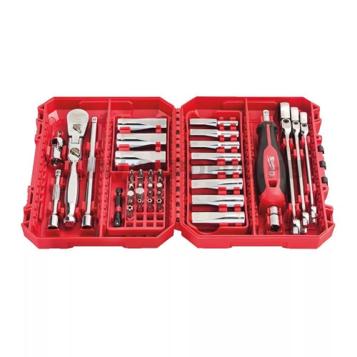 Milwaukee 1/4" racsnis dugó-, és villáskulcs készlet - 42 részes, kofferben