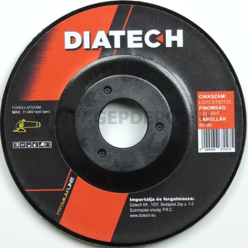 Diatech lamellás gyémánt csiszoló tányér 115/60/120
