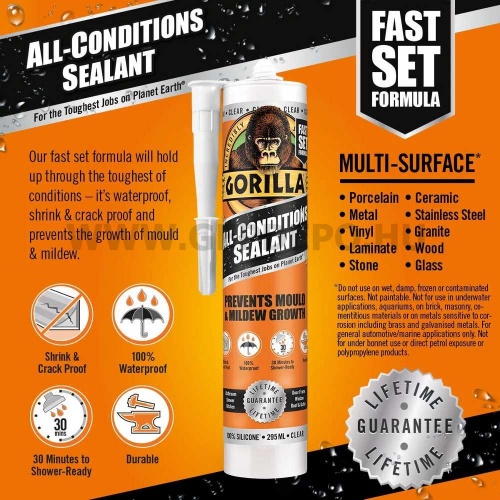Gorilla Sealant White fehér szilikon tömítő 30perc 295ml