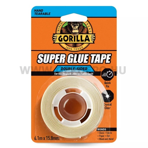Gorilla Super GLUE Tape kristály kétoldalas  ragasztószalag 15,8mmx6,1m