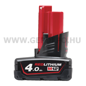 Milwaukee M12 B4 4.0 AH Redlithium Li-ion akkumulátor