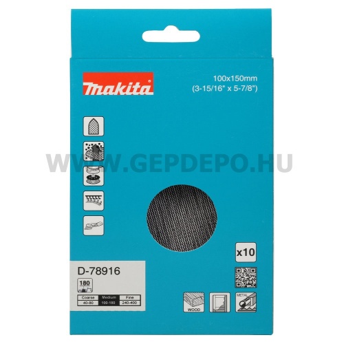 Makita tépőzáras csiszolóháló 100x150mm A180 - 10db