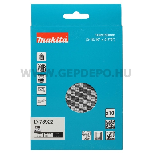 Makita tépőzáras csiszolóháló 100x150mm A240 - 10db
