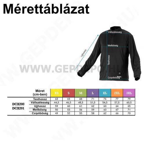 Makita DCX201CS fűthető aláöltözet kerek nyakú CXT 12V max LXT 14,4-18V S
