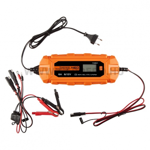 NEO TOOLS Automatikus akkumulátortöltő 6A / 100W, 3-150AH, SAVAS/AGM/GEL akkumulátorokhoz