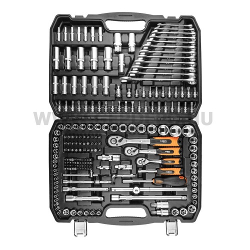 Neo Tools dugókulcskészlet 216 darabos, 1/2", 3/8", 1/4"