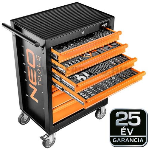 NEO TOOLS szerszámkocsi 7 fiókkal, 176 részes szerszámkészlettel