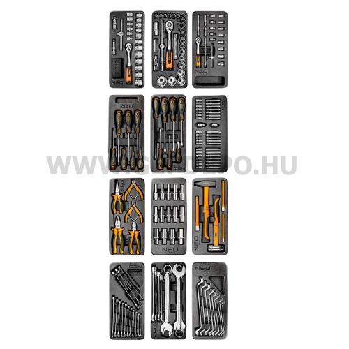 NEO TOOLS szerszámkocsi 7 fiókkal, 176 részes szerszámkészlettel