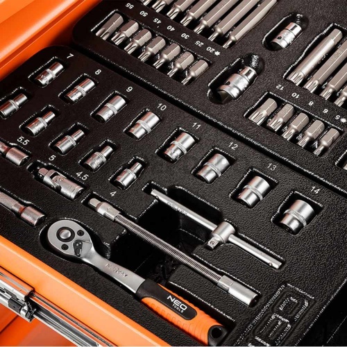 NEO TOOLS szerszámkocsi 7 fiókkal, 176 részes szerszámkészlettel