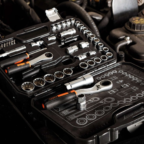 NEO TOOLS dugókulcs készlet átmenő racsnis hajtókarral 3/8" 46 részes