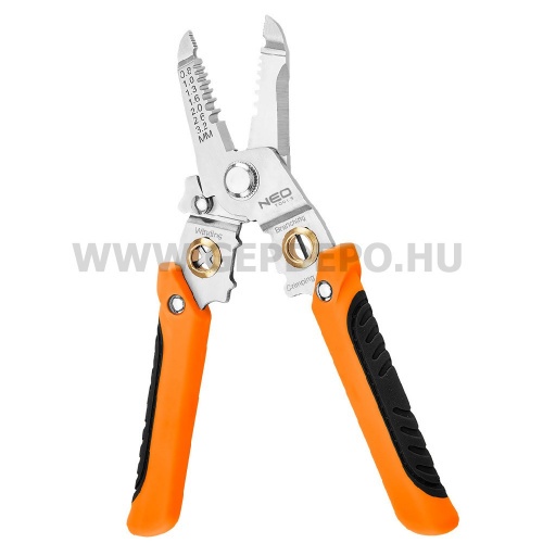 NEO TOOLS krimpelő-, kábelsaru fogó, 6az1ben, 0,8-3,2mm