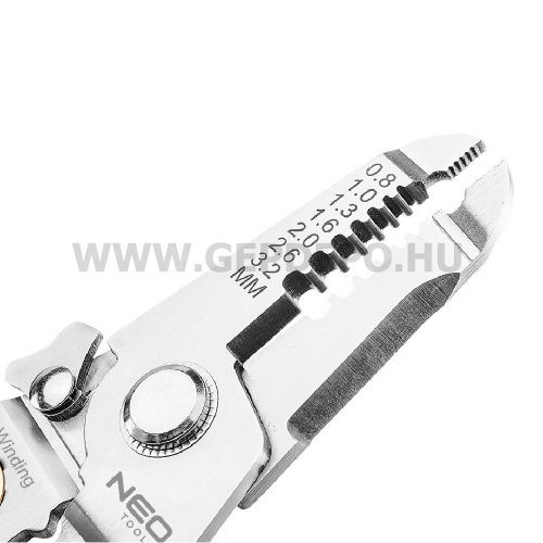 NEO TOOLS krimpelő-, kábelsaru fogó, 6az1ben, 0,8-3,2mm
